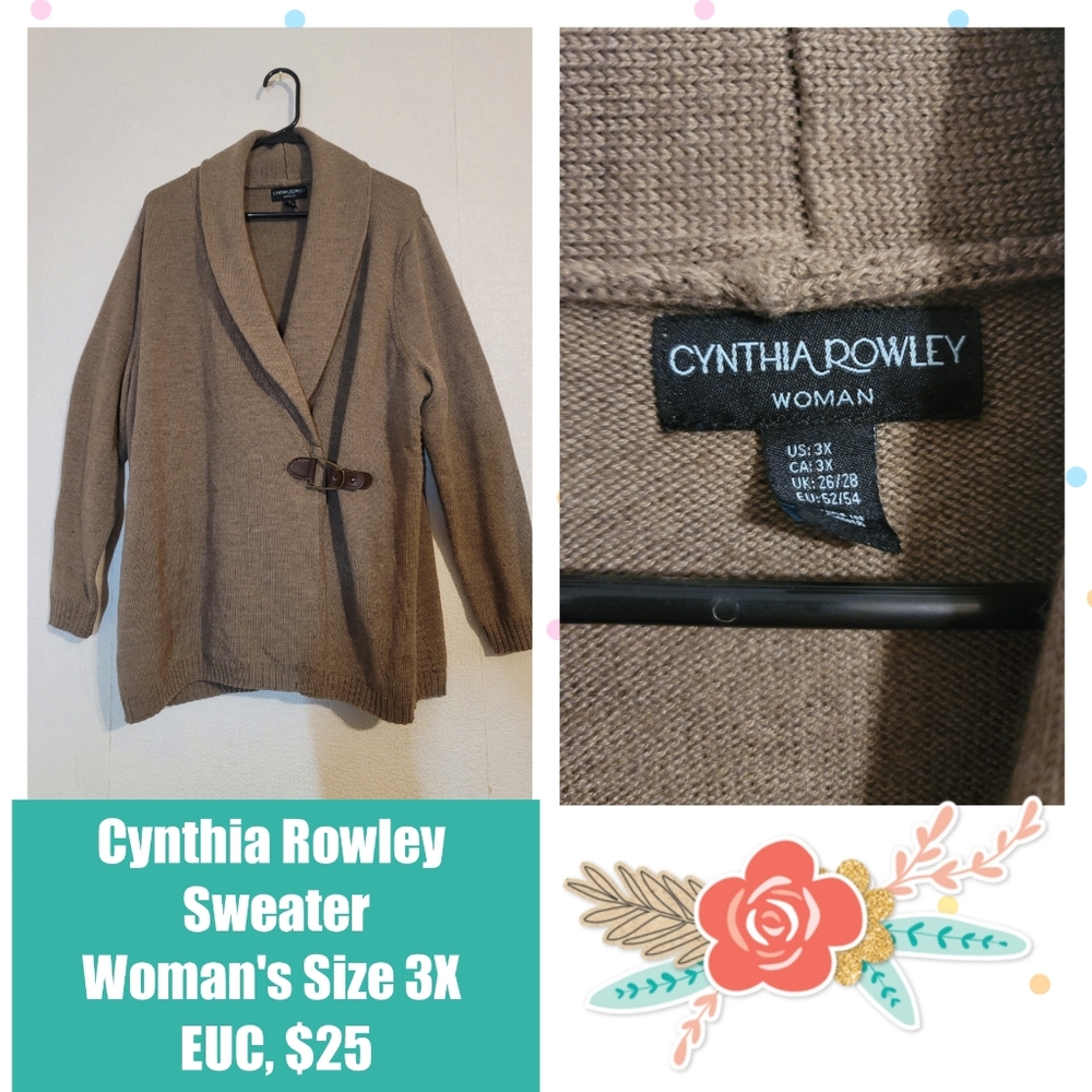Cynthia Rowley brown women's sweater, size 3X